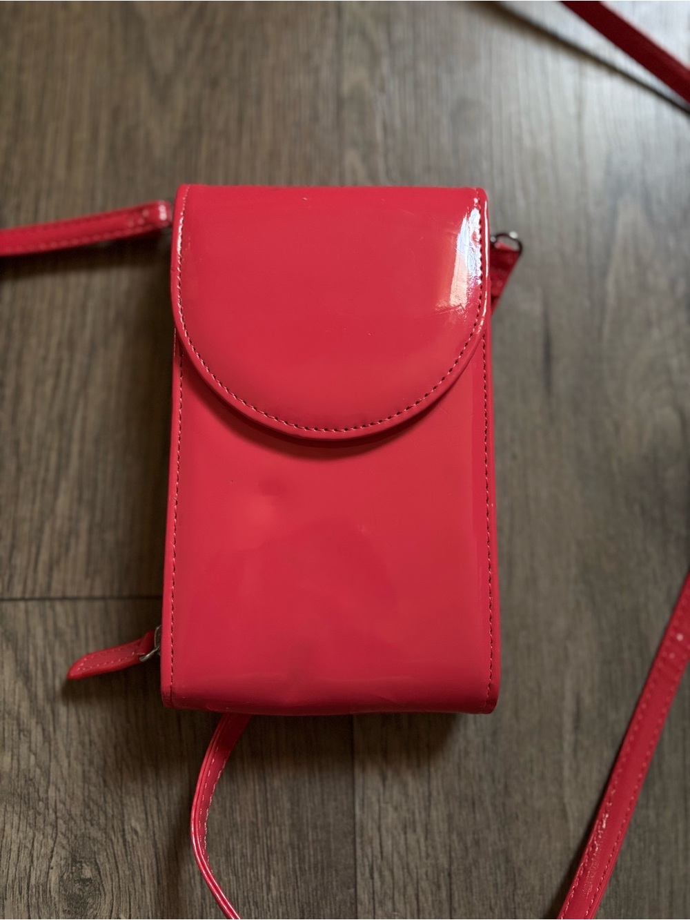 Patent Finish Small Crossbody Bag in Bright Pink